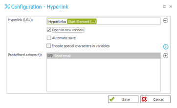 The image shows hyperlink configuration